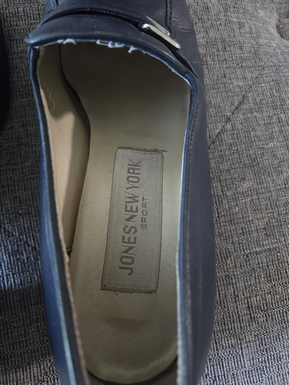 Jones New York Womens Black Leather Block Heel Loafers Size 8